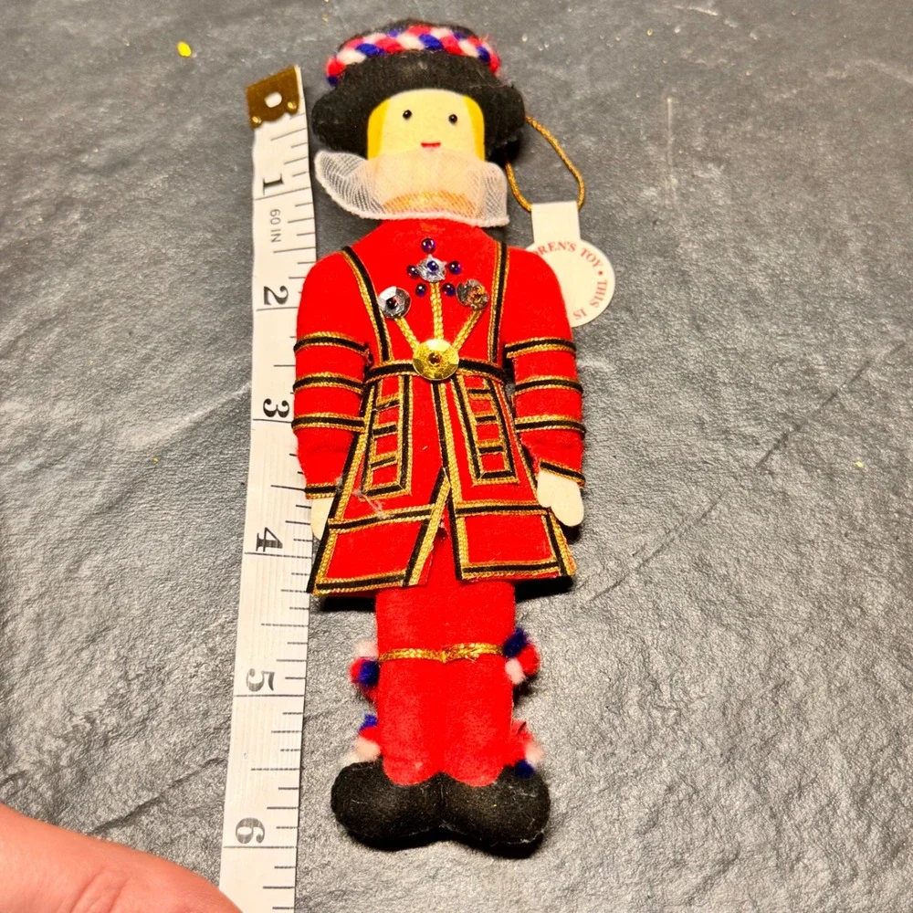 VTG St. Nicholas British Royal Guard Ornament Red Velvet‎ Gold Christmas Decor